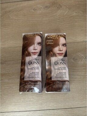 2 L'Oreal Paris COPPER Le Color Gloss One Step Toning Gloss 4 oz